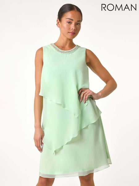 Roman Green Petite Trim Layer Shift Dress (F83668) | € 101