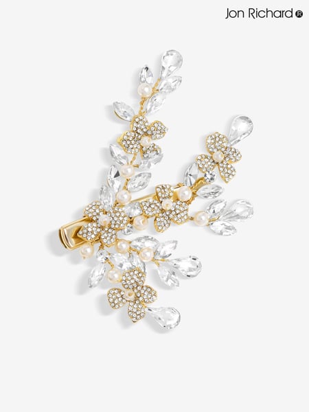 Jon Richard Gold Crystal Spray Floral Pearl Embellished Hair Slide (F84034) | € 39