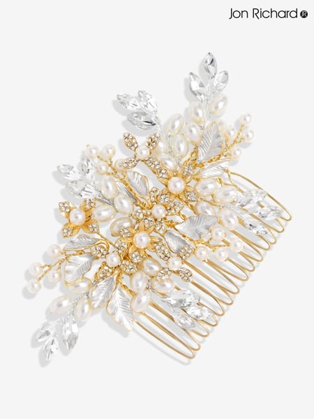 Jon Richard Gold Pearl Crystal Floral Comb (F84071) | € 47