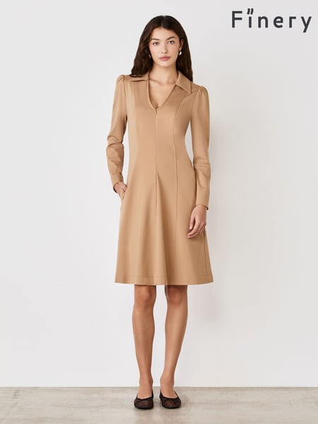 Finery Camel Bethany Ponte Jersey Knee Length Dress (F84265) | € 86