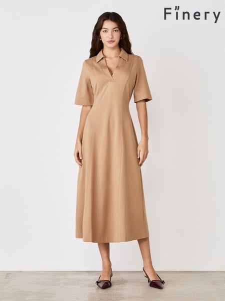 Finery Camel Trinity Ponte Jersey Midi Dress (F84268) | € 92