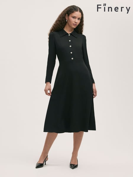 Finery Black Lucia Matte Textured Crepe Midi Dress (F84271) | € 92