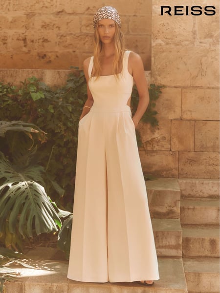 Reiss Pale Pink Dion Wide-Leg Cut-Out Jumpsuit (F85190) | € 387