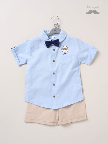 Little Gent 100% Cotton Brown Shirt Shorts and Braces Outfit Set (F85725) | € 47 - € 50