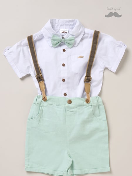 Little Gent Blue Shirt Shorts and Braces Outfit Set (F85727) | € 47 - € 50