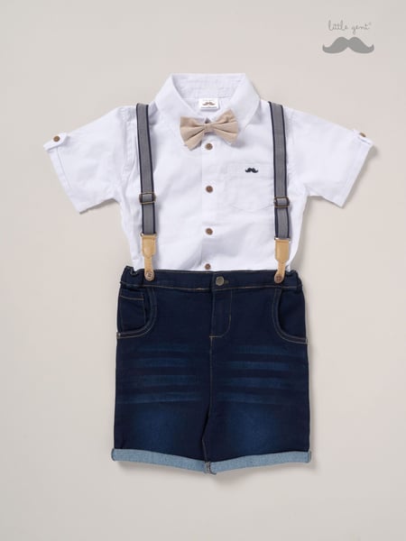 Little Gent Bodysuit Shirt Shorts and Braces Outfit Set (F85728) | € 44