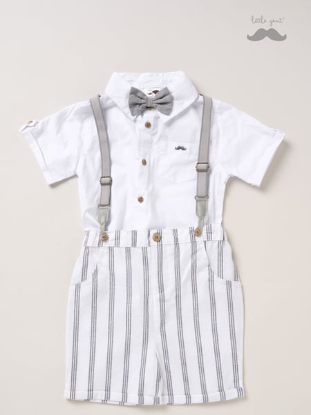 Little Gent Blue Shirt Shorts and Braces Outfit Set (F85734) | € 47 - € 50