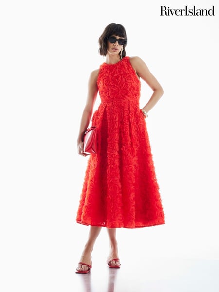 River Island Red 3D Rose Prom Maxi Dress (F86704) | € 156