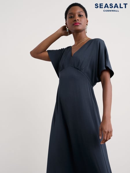 Seasalt Cornwall Blue Petite Evenglow Satin Dress (F87280) | € 136