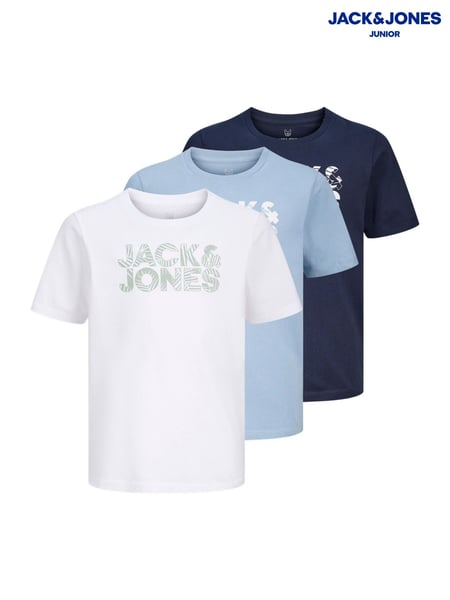 JACK & JONES Junior Crew Neck Logo White T-Shirts 3 Pack (F87298) | € 37
