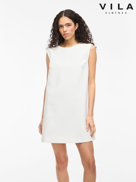 VILA White Short Bow Back Detail Shift Dress (F87429) | € 100