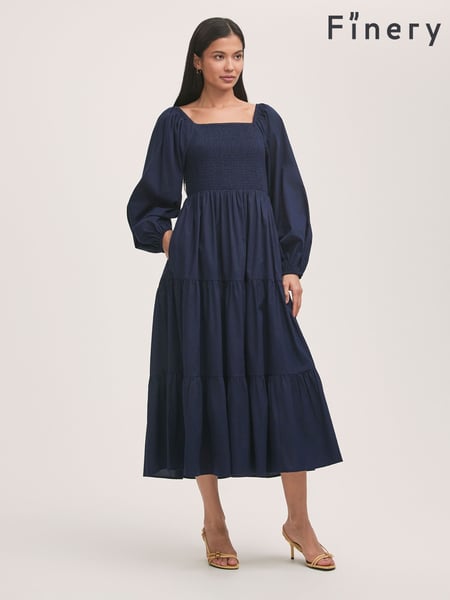 Finery Blue Lauretta Cotton Midi Tiered Dress (F87434) | € 76