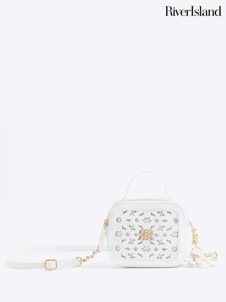 River Island White Girls Faux Leather Flower Lasercut Cross-Body Bag (F87744) | € 31