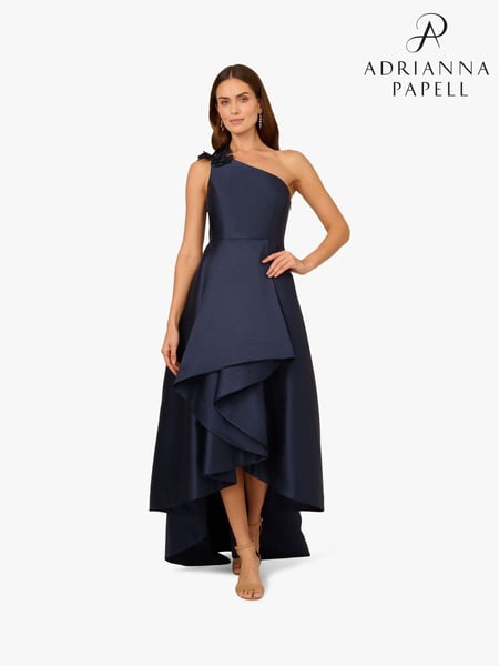 Adrianna Papell Blue Mikado High Low Gown (F88025) | € 310