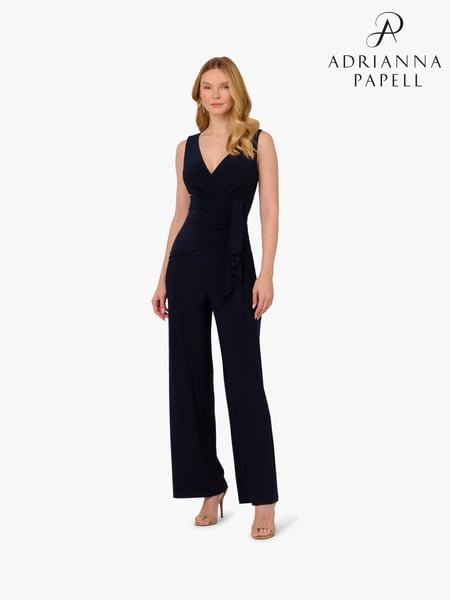 Adrianna Papell Blue Jersey Draped Jumpsuit (F88029) | € 248