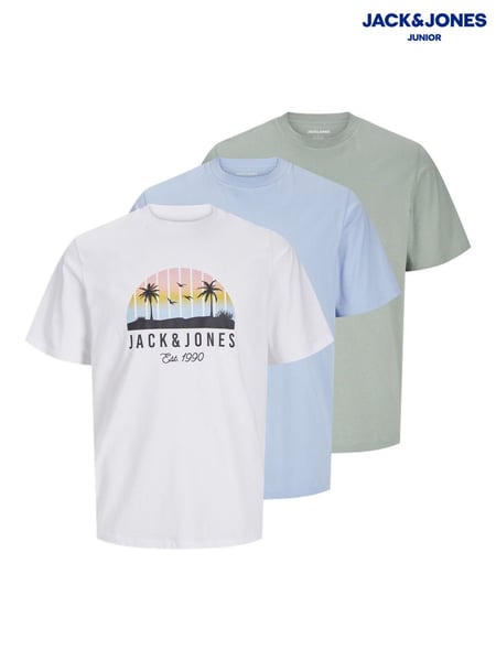 JACK & JONES Junior Blue 100% Cotton Palm Print Short Sleeve T-Shirt (F88180) | € 44