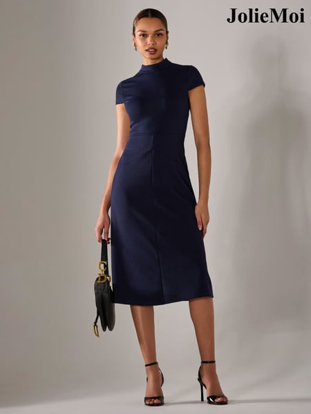Jolie Moi Blue Ponte Cap Sleeve Midi Dress (F88401) | € 109