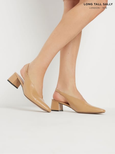 Long Tall Sally Natural Slingback Mid Block Shoes (F88648) | € 78