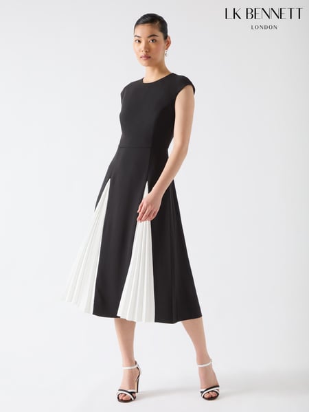 LK Bennett Black Rise Viscose Blend Pleated Insert Skirt Dress (F89048) | € 466