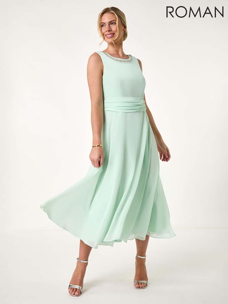 Roman Green Petite Trim Detail Ruched Midi Dress (F89138) | € 106