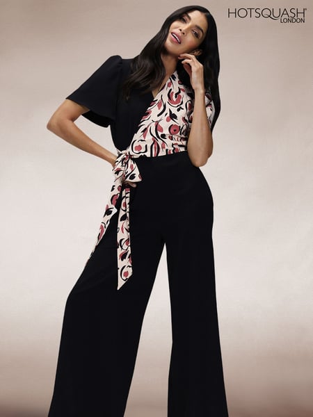 Hot Squash Black Overwrap Print Jumpsuit (F89446) | € 248