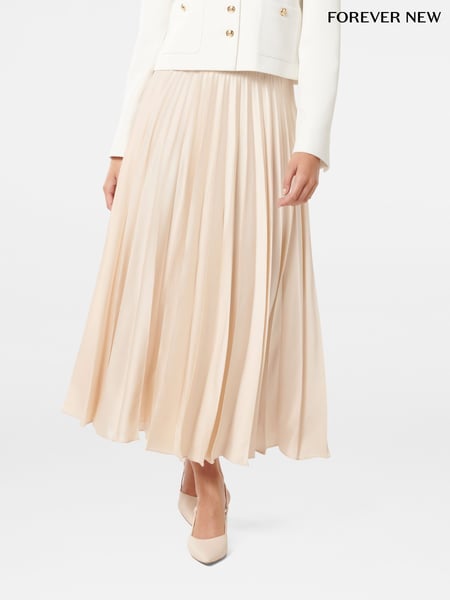 Forever New Cream Delphine Pleated Maxi Skirt (F89642) | € 94