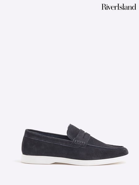 River Island Navy Suede Deconstructed Loafers (F89979) | € 75