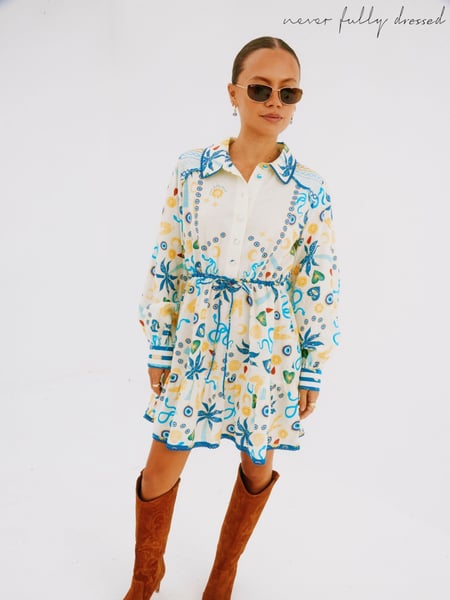 Never Fully Dressed White Savannah 100% Cotton Shirt Dress (F90427) | € 232