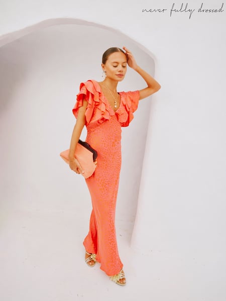 Never Fully Dressed Pink Animal Print Jacquard Tilda Dress (F90433) | € 201