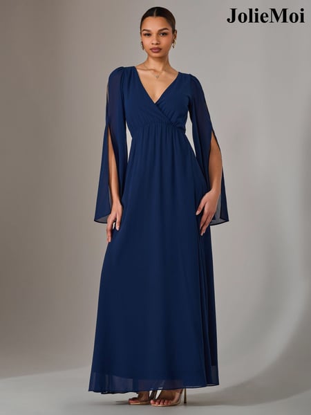 Jolie Moi Blue Chiffon Cap Sleeve Maxi Dress (F91397) | € 117