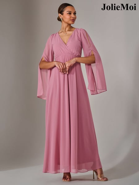 Jolie Moi Pink Chiffon Cap Sleeve Maxi Dress (F91409) | € 117