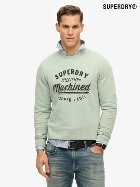 Superdry Green Vintage Wash Relaxed Crew 100% Cotton Sweatshirt (F91545) | € 76