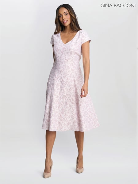 Gina Bacconi Purple Daphnie Jacquard Dress (F91612) | € 466