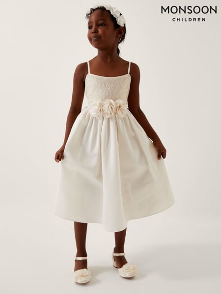 Monsoon White Orelia Strappy Sequin Satin Dress (F91857) | € 86 - € 101