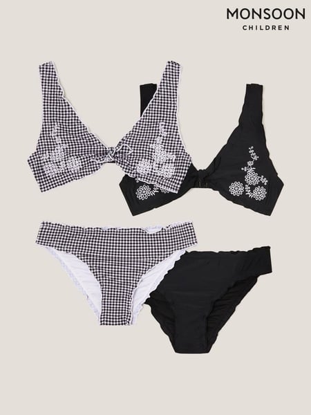 Monsoon Black Embroidered Frill Bikinis Sets 2 Pack (F91869) | € 62 - € 69