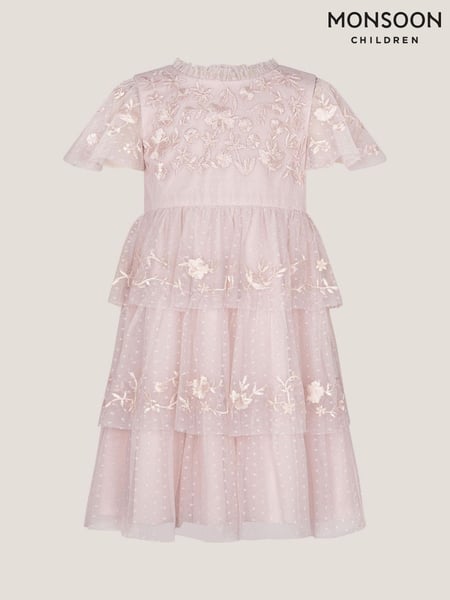 Monsoon Pink Sophie Embroidered Polka Dot Tulle Dress (F91906) | € 78 - € 94