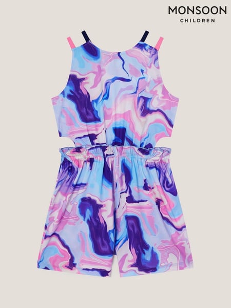 Monsoon Blue Marble Print Cut-Out Playsuit (F91941) | € 39 - € 42