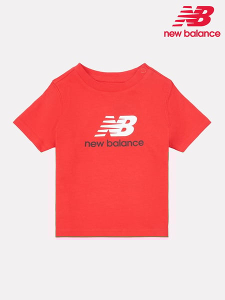 New Balance Red Kids Jersey Stacked Logo 100% Cotton T-Shirt (F93178) | € 23