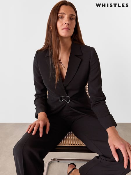 Whistles Black Corinna Belted Crepe Blazer (F93228) | € 279