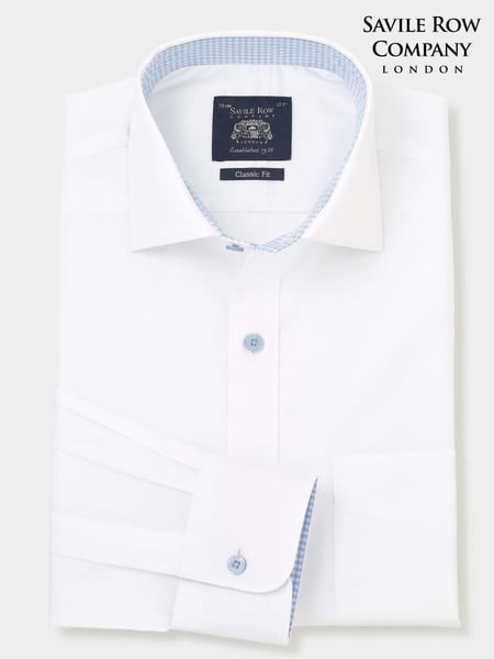 The Savile Row Company Classic Fit 100% Cotton Poplin Single Cuff Formal White Shirt (F93861) | € 86