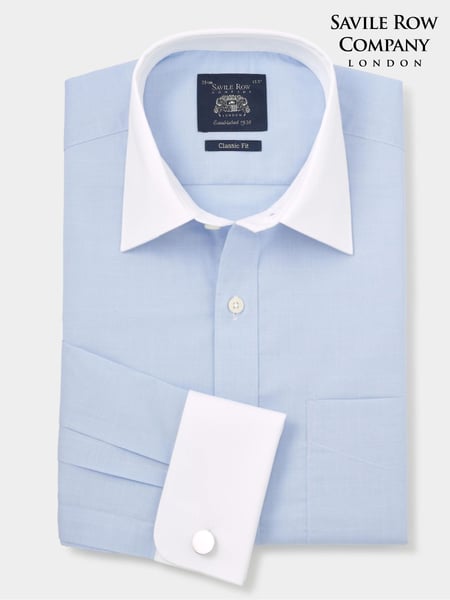 The Savile Row Company Blue 100% Cotton Prince of Wales Check Classic Fit Winchester Shirt (F93864) | € 86