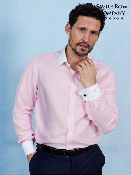 The Savile Row Company Pink Textured 100% Cotton Classic Fit Winchester Formal Shirt (F93869) | € 86