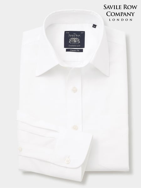 The Savile Row Company 100% Cotton Dobby Classic Fit Non-Iron Single Cuff Formal White Shirt (F93880) | € 94