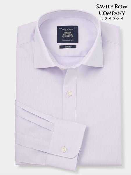 The Savile Row Company Slim Fit Purple Twill Single Cuff Formal 100% Cotton Shirt (F93892) | € 86