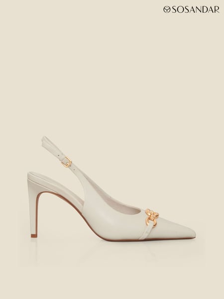 Sosandar White Chain Detail Slingback Court Shoes (F93930) | € 139