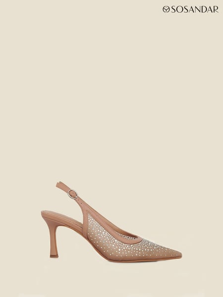 Sosandar Natural Sparkle Slingback Court Heels (F93940) | € 92