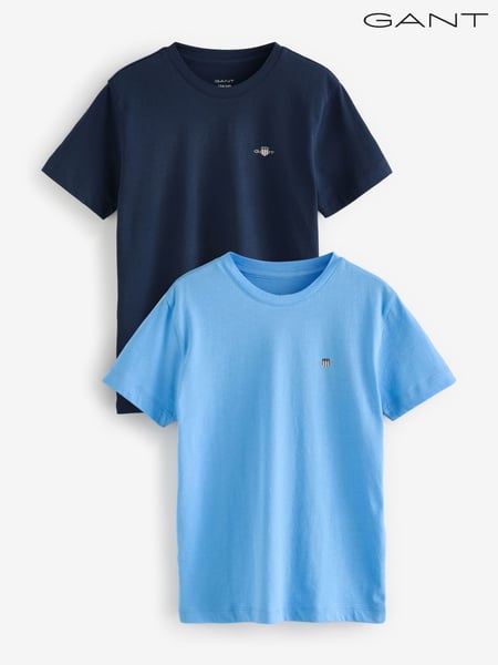GANT Blue Crew Neck 100% Cotton T-Shirts 2 Pack (F94804) | € 55