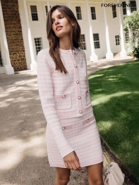 Forever New Pink Louise Boucle Knitted Skirt (F95738) | € 101