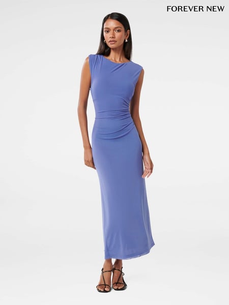 Forever New Blue Ally Petite Sleeveless Mesh Midi Dress (F95742) | € 154