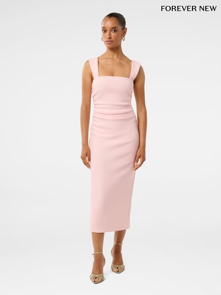 Forever New Pink Reina Petite Ruched Bodycon Midi Dress (F95750) | € 154